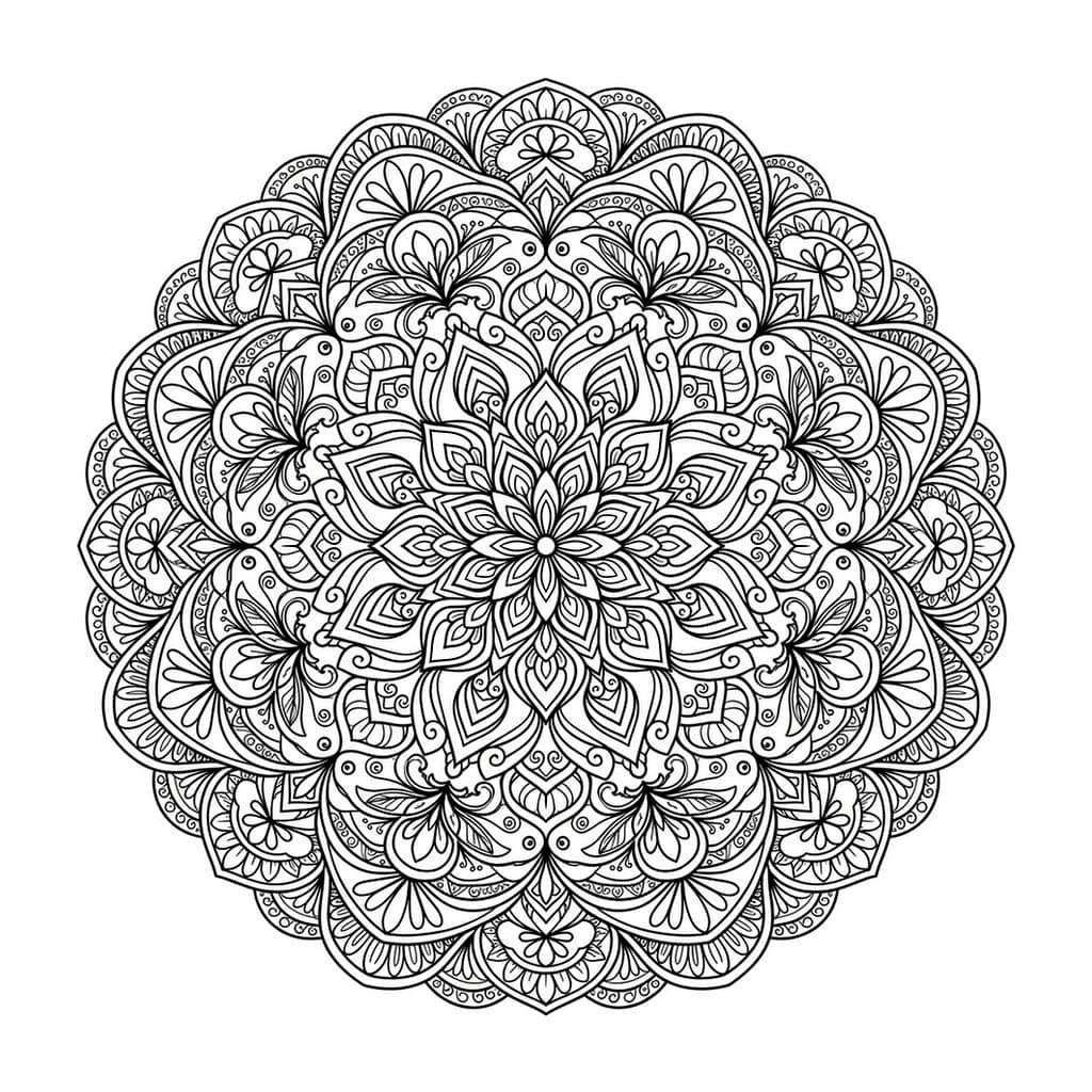 Sacred Harmony Lotus Mandala - Free Printable Coloring Page